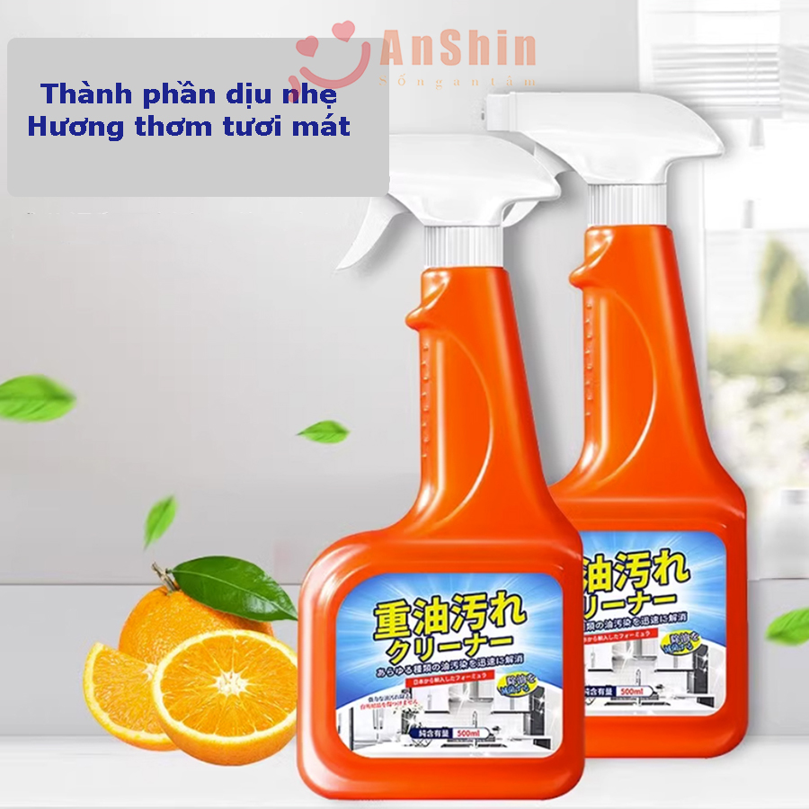 Tẩy dầu mỡ nhà bếp Nhật Bản 500ml làm sạch lưới lọc máy hút mùi, mặt bếp, chậu rửa bát tiện lợi hiệu quả